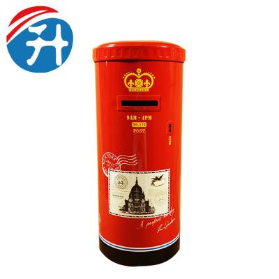 China Coin Mailbox Shaped Money Saving Box Gift Personalized Metal Round Coin Bank Piggy Banks for sale