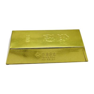 China Gift & Craft Gold Brick Shaped Boxes Customized Printed Gift Packaging Box Metal Tea Tin Empty Box Can for sale