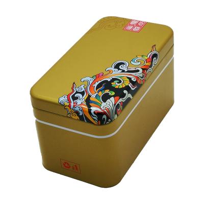 China Custom Rectangular Food Grade Tea Tin Cans Packaging Box Metal Tinplate Printing Packaging Boxes For Gifts for sale