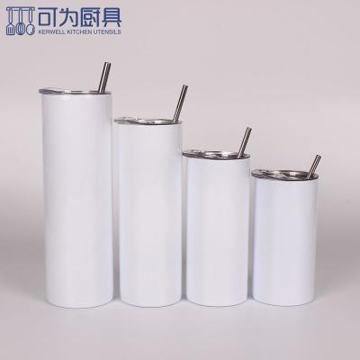 China Sustainable sublimation custom wholesale with lid and straw stainless steel steel 20oz skinny tumbler for sale