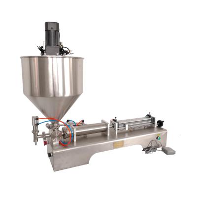 China Food Sauce Chilli Hopper Mixing Filling Machine With Blender Hopper Pot Honey Pulp Grease Peanut Butter Chocolate Granule Mixing Filler for sale