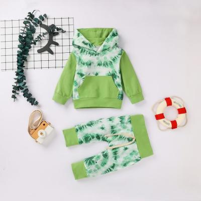 China 2021 Autumn Cotton Long Sleeve Print Casual Hooded Tops Pants Two-Piece Hoodie Kids Costume Boys Clothes For Girls for sale