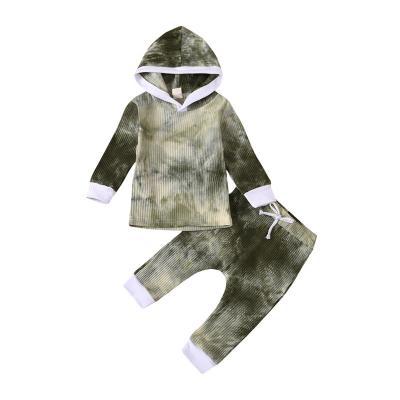 China Wholesale Casual Children's Clothing Sets Hot Sale Girls Fall And Winter New Tie Dyeing Sweater Long Sleeve Hooded Pants Two-piece Suit for sale