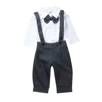 China New Breathable Baby Gentleman Bow Tie Spring Clothing Children's Long Sleeve 2 Piece Suit Baby Rompers for sale