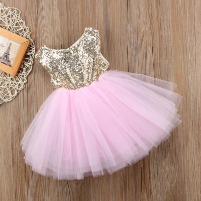 China Breathable girl's clothing summer 2021 new children's skirt children's dress children's small and medium girls' performance skirt gauze mesh sequin 61 for sale