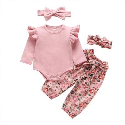 China Autumn New Girl Printed Long Sleeve Soft Cotton Casual Suit Children's Romper Clothing for sale