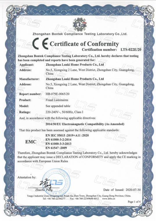 CE - Zhongshan Lonki Home Products Co., Ltd.