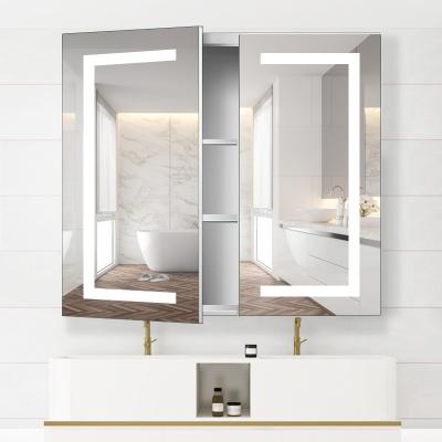 China 2021 Wall Mount Illuminated Led Lighted Bathroom Led Mirror Cabinet Mirror Bathroom LED Light Medicine Cabinet for sale