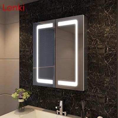 China Constitution 2021 New Design Modern Wall Mounted Hidden Bathroom Vanity With LED Mirror Cabinet for sale