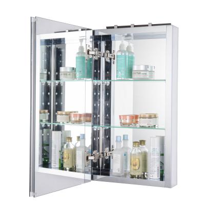 China DTC Soft End Hinges Good Quality Aluminum Medicine Cabinet With DTC Hinges Glass Shelves Bathroom Mirror Cabinet For America Market for sale