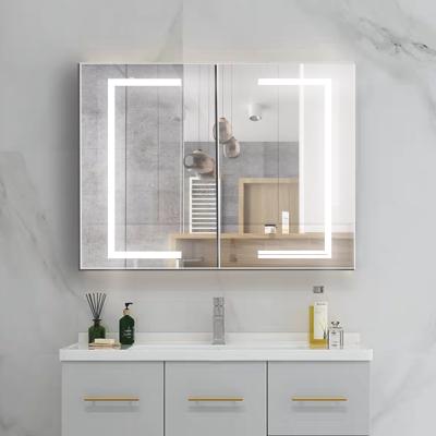 China 2022 Hot Selling New Constitution Concealed Bathroom Vanity With Sink Modern Design Wash Basin Cabinet Wall Counted Bathroom Vanities With Led Mirror for sale