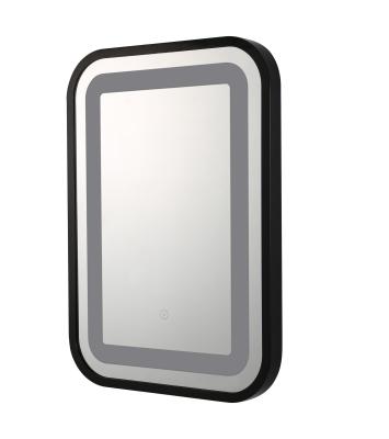 China Black Frame Smart LED Illuminated Backlit Bathroom Mirror , Makeup Mirrors With Light for sale