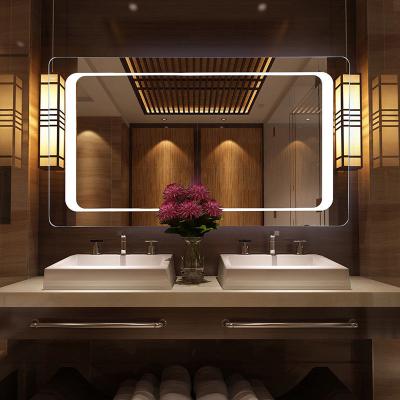 China Rectangular Magnifying Bathroom Led Light Backlit Smart Mirror With Touch Switch for sale