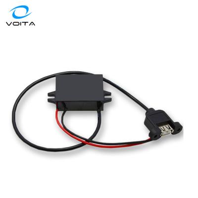 China Plastic 12v to 5v dc voltage converter 1a 2a 3a usb female with mounting hole for car for sale