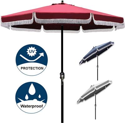 China Modern luxury waterproof eco-friendly outdoor beach umbrella with tassels for sale