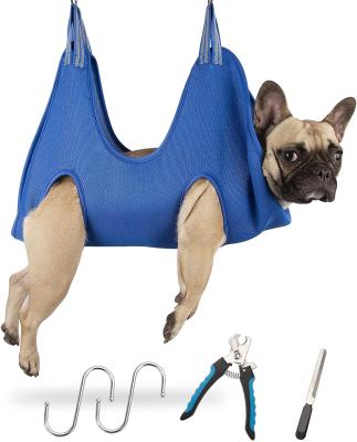 China Travel Pet Grooming Breathable Dog Hammock Restraint Bag For Pet Bathing Washing for sale