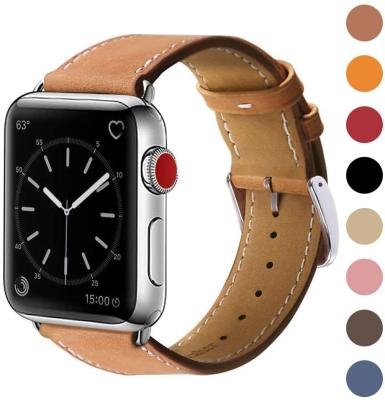 China Leather Compatible With Apple Watch Band 44mm 42mm , Replacement Genuine Leather Band Strap Compatible With Apple Watch Series for sale