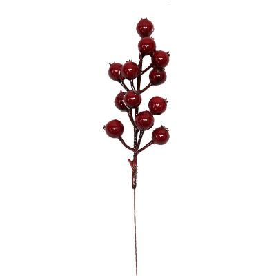 China Eco-friendly Artificial Red Berry Stems For Christmas Tree Decorations Branches DIY Christmas Wreath Gift Wrapping Accessories Home Decor for sale