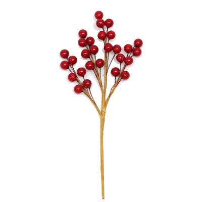 China Berry Stems Burgundy Red Eco-Friendly Artificial Red Berry Picks Holly Berries Decorations Crafts Branches Christmas Tree Wedding Holiday for sale