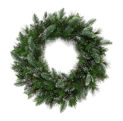 China PVC Bows Pine Needle Supplies Wholesale Christmas Decorative Artificial Yarn Frames Frosted Pine Needle Garlands For Front Door for sale