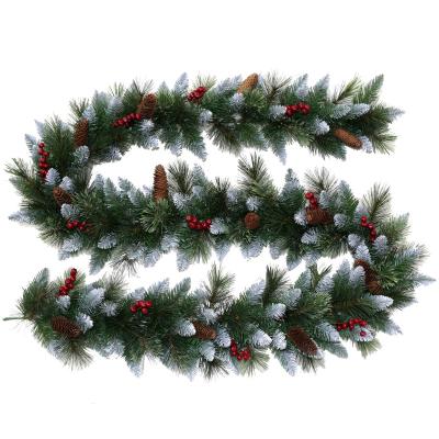 China PVC Tips New Style 1Pcs Pre Cone&Red Berry Pvc Cashmere Mixed Garland Artificial Christmas Bed Pine With Plug In Low Voltaget for sale