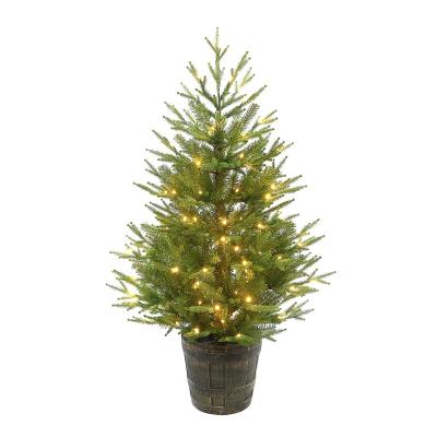 China Mixed Tips 4 Feet Lit PVC Artificial Christmas Tree Decorations Cipher Potted Tree 120cm Pre Mini Green Xmas Bed PVC Christmas Tree for sale