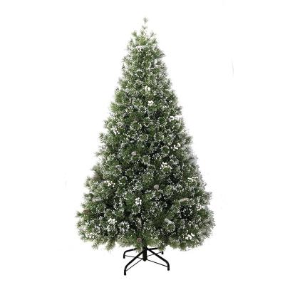 China Mixed Tips 7.5 Feet Unlit Tough Needle Tree With Tips Polylon Styrofoam Frosted Snowy Winter Felt Aritificial Christmas Tree for sale