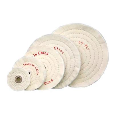 China Soft Polishing Wheel with 1/2 Inch Arbor Hole 6 Inch 50 Ply White Muslin Cotton Buffs for sale