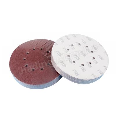 China Best Aluminum Oxide Abrasive 8 Hole 5 Inch Sandpaper Disc Round Automotive Sand Paper for sale