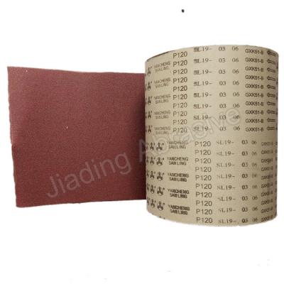 China Red 46*50M Jumbo Sandpaper Aluminum Oxide Emery Sanding Belt Emery Abrasive Cloth Rolls for sale