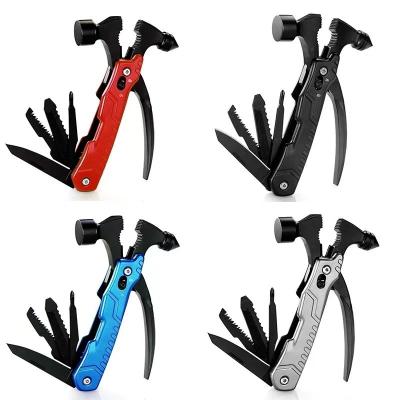 China 135 x 75 mm Outdoor Camping Multi Tool Survival Gear 12 in 1 Tools Multifunctional Car Safety Hammer 300 G for sale