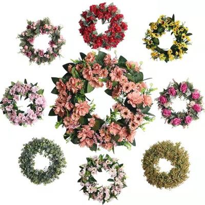 China Indoor Decoration Minimalist Artificial Silk Flower Home Plant Eucalyptus Flower Garland Photography Props Hanging Garland for sale