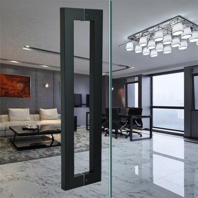 China High Quality Modern 304 Stainless Steel Glass Door Handle Matt Black Color Square Tube for sale