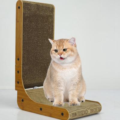 China Sustainable L shape cat scratcher corrugated cat scratcher cat scratching post for sale