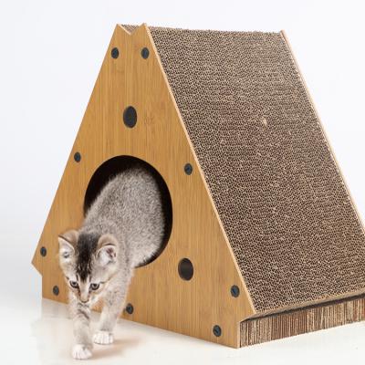 China Stocked Diamond-shaped cat scratch plate triangle vertical cat claw grinding paws many sides cat scratcher for sale