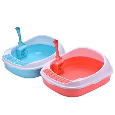 China Pet cleaning up crystal cat litter tray plastic thicken cat toilet box trays simple cute cat litter box for sale