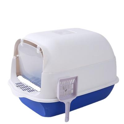 China Pet cleaning up Plastic thicken cat toilet box trays simple cute cat litter box for sale