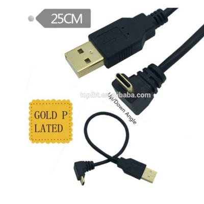 China Various Digital Products Free Sample Wholesale LBT Hot Sell Black Gold Plated USB 2AM To Rise Angle Type C Data Transfer Extension Cable for sale