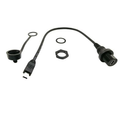 China Multimedia waterproof mini USB male to AUX extension cable. USB 2.0 Female Car Flush Mount Panel Mount for sale