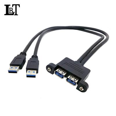 China USB3.0 Lockable Male Mobile Phone Extension Dual USB Adapter Cable Conversion Line External Panel Computers Accessories Adapters To Female for sale