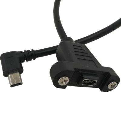 China Hot Selling 0.3M USB Mini Female MP3/MP4 Player to Male Mini 90 Degree USB Extension Panel Mount Right Angle Cable for sale