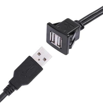 China Universal Car 1m Dual USB 20 Panel Stream Mount Cable USB A Male To Female Car Mount Cable for sale