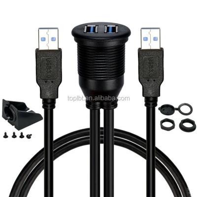 China Dual USB 3.0 Ports Car/Boat/Motorcycle Stereos 2 Ports Male/Female Extension Car Mount Extension Cable OR AUX POLY-BAG Braid. of S-VIDEO flush audio for sale