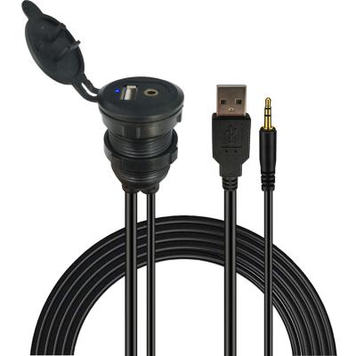 China COMPUTER 1M LBT 3.5mm male and USB 2.0 to aux cable. USB Female Extension Cable with LED for Car Truck Boat Motorcycle Dashboard for sale