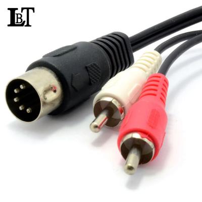 China 5Pin DIN Speaker Plug Male to Male 2RCA Cable Audio Converter 1.5m for Electrophonic/Olufsen/Naim/Stereo for sale