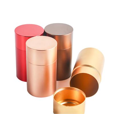 China Paper Case With Window Aluminum Alloy Travel Tea Tin Box Portable Coffee Bean Can Storage Trolley Metal Sealed Custom Tea Canister for sale