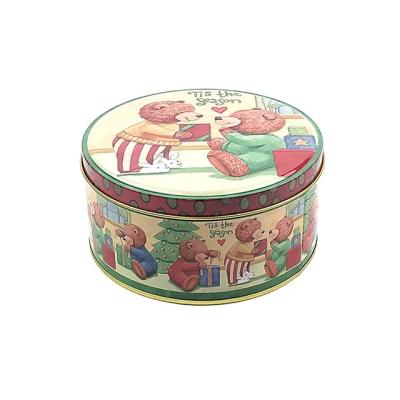 China Portable Single Horse Multi Optional Miniature Mouth Round Food Packaging Box Bear Pattern Round Tin Box for sale