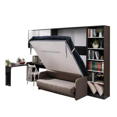 China Modern Foldable Wall Bed Queen Size Wall Bed Linkage Multifunctional Home Use Folding Wall Sofa Home Use Vertical Bed for sale