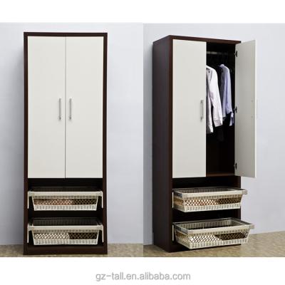 China Large Capacity Bedroom Furniture Foldable Wooden Double Doors Multifunctional Wardrobe With Drawers for sale