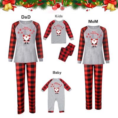 China Christmas Santa Claus Pattern Baby Adult Family Long Sleeve Breathable Custom Cotton Matching Sleepwear for sale